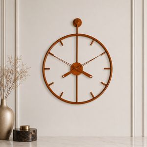 ساعت دیواری عقربه‌ای با نشانگر نقطه‌ای مدل چوبی