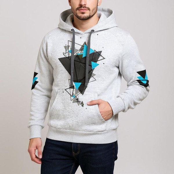 هودی مردانه کد S266 رنگ طوسی