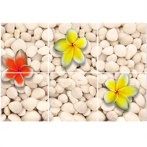 تایل سقفی آسمان مجازی طرح سنگ ریزه و گل کد 3D 1103-6 سایز 60x60 سانتی متر مجموعه 6 عددی