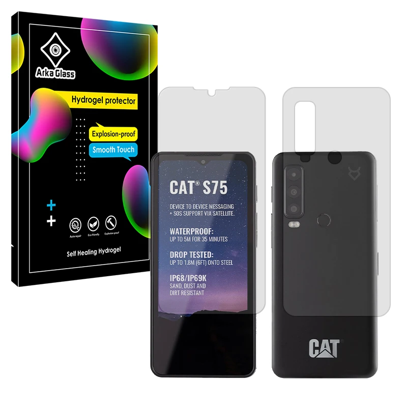 محافظ صفحه نمایش مات آرکا گلس مدل Tough مناسب برای گوشی موبایل کاترپیلار S75 به همراه محافظ پشت گوشی