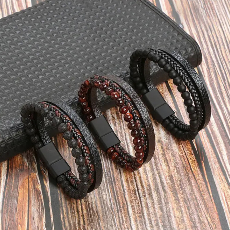 دستبند مردانه مدل گابریل چرم طبیعی کد 9999 دستبند مردانه مدل گابریل چرم طبیعی کد 9999