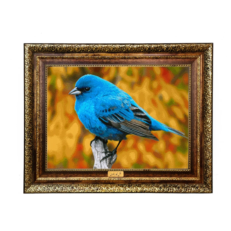 تابلو فرش ماشینی نقش نگار رضوی طرح پرنده کد 1018KH