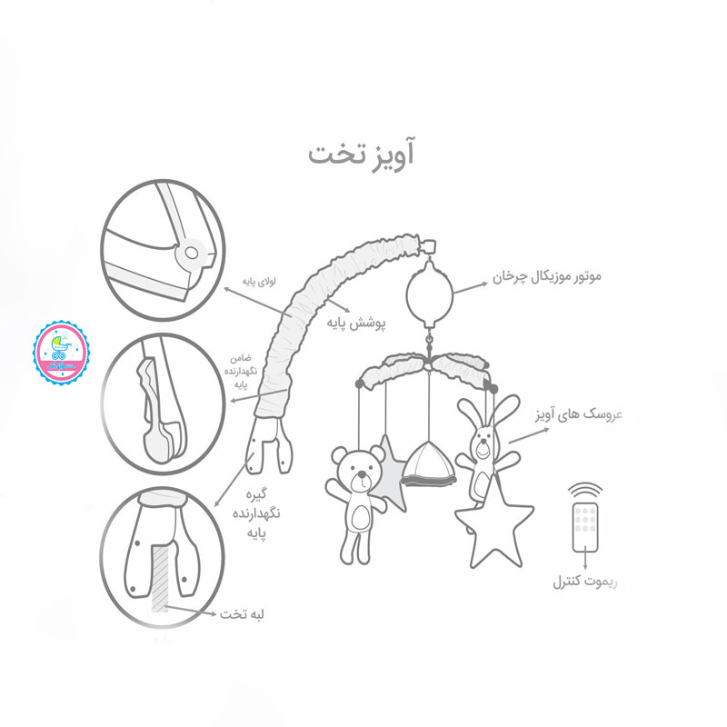 آویز تخت کودک مدل موزیکال کد teddy bear1