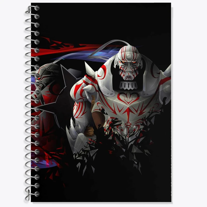 دفتر زبان 50 برگ خندالو مدل دو خط طرح آلفونس الریک انیمه کیمیاگر تمام فلزی کد 12669