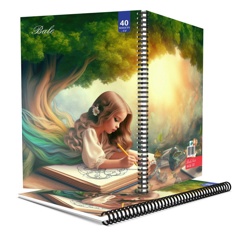 دفتر نقاشی 40 برگ انتشارات بله طرح دخترانه کد A4-K133