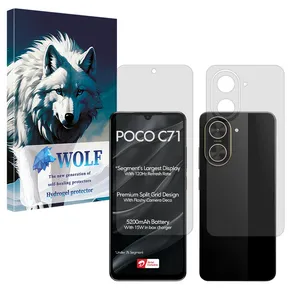 Wolf Tough model Matte screen protector suitable for Xiaomi Poco C71 mobile phone along with the back protector