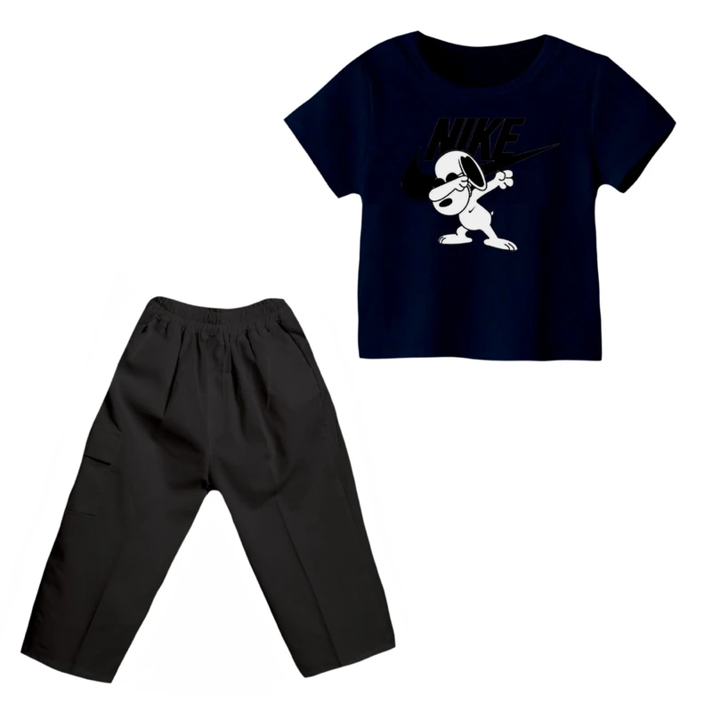 ست تی شرت و شلوارک پسرانه مدل اسنوپی کد 36