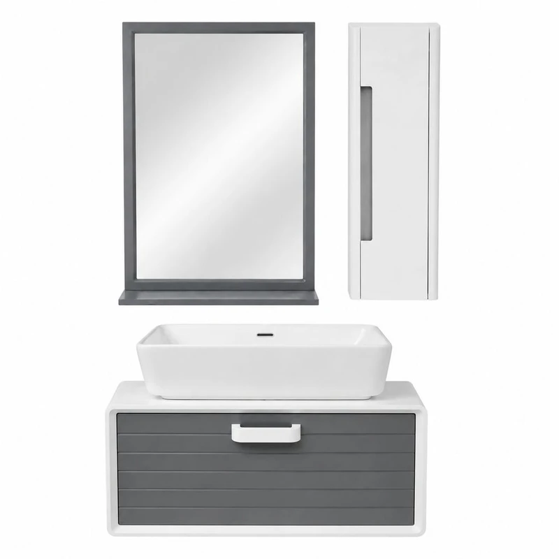 ست کابینت و روشویی مدل دایان به همراه باکس و آینه شانلی