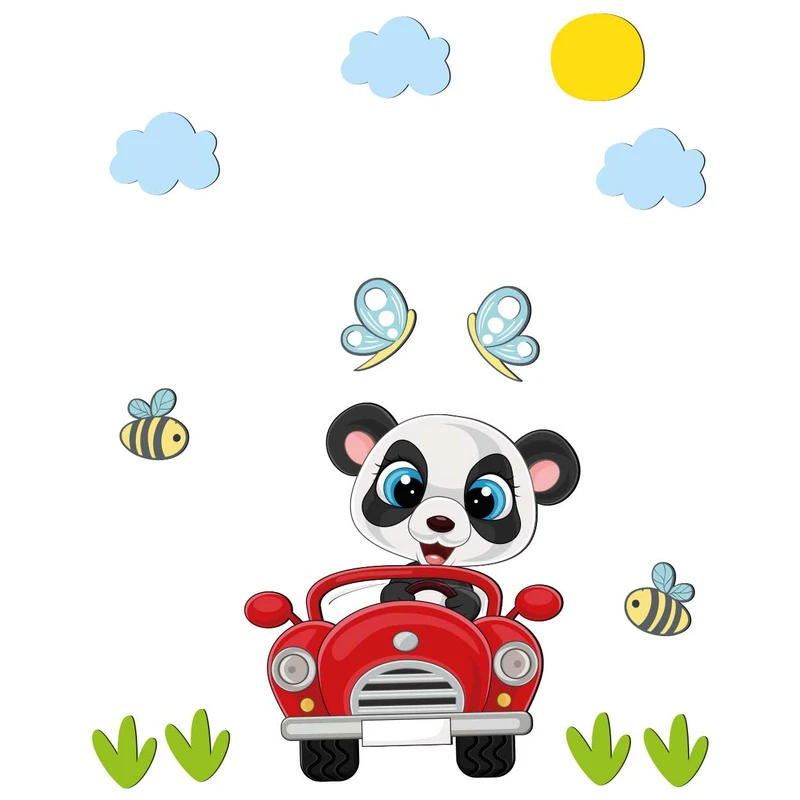 استیکر چوبی کودک باروچین مدل پاندا راننده کد 6006 مجموعه 13 عددی