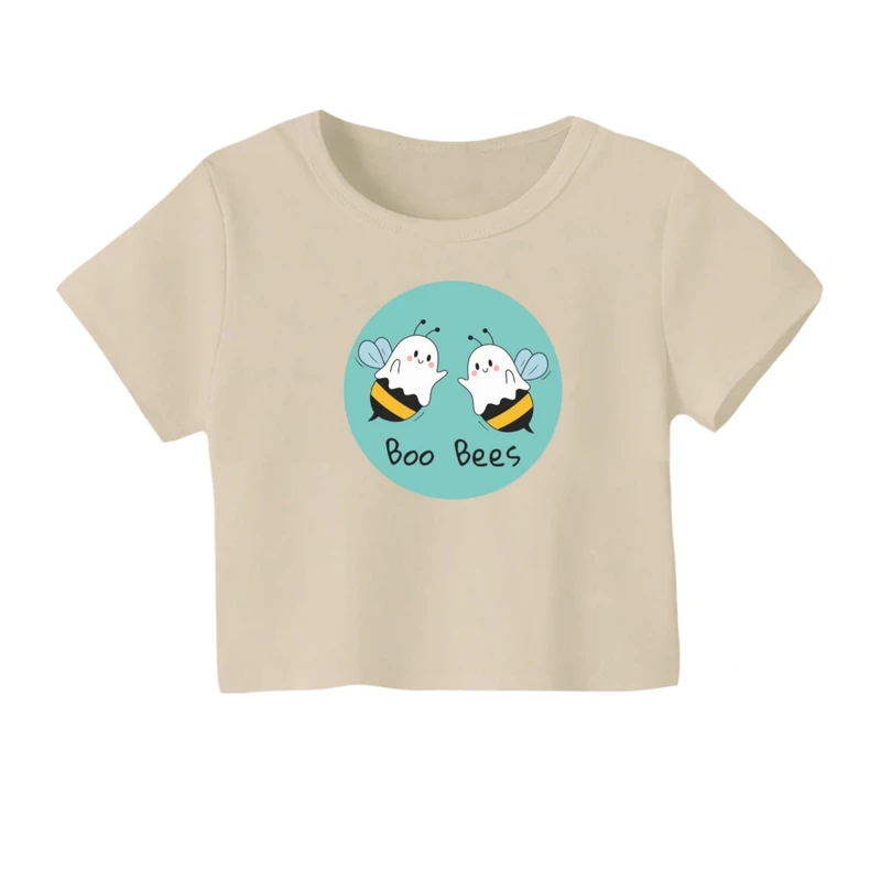 کراپ‌ تی‌شرت آستین کوتاه زنانه مدل روح زنبورنما
