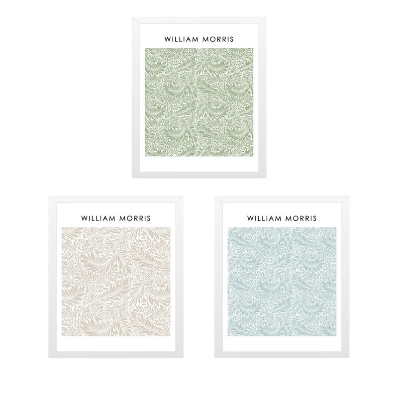 تابلو مدل مستر قدیمی ویلیام موریس طرح برگ ها 2 مجموعه 3 عددی