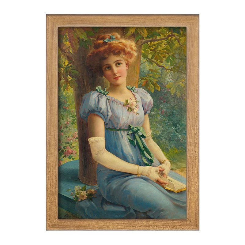 تابلو خندالو مدل نقاشی نگاهی شیرین اثر امیلی ورنون کد F12174