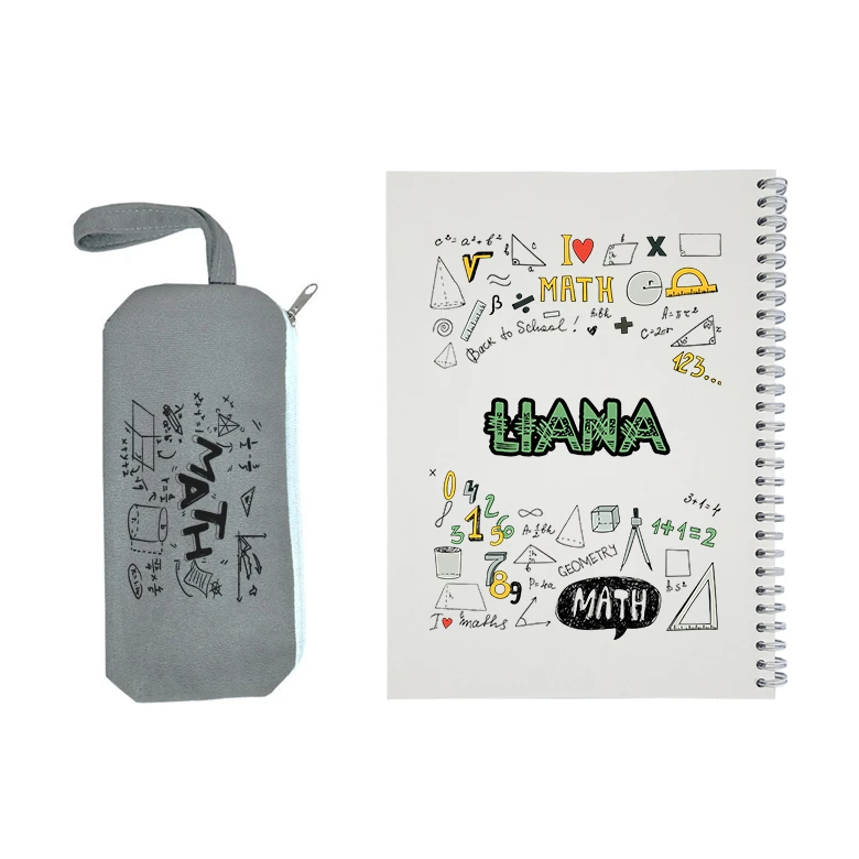 دفتر مشق 50 برگ طرح ریاضی مدل لیانا به همراه جامدادی