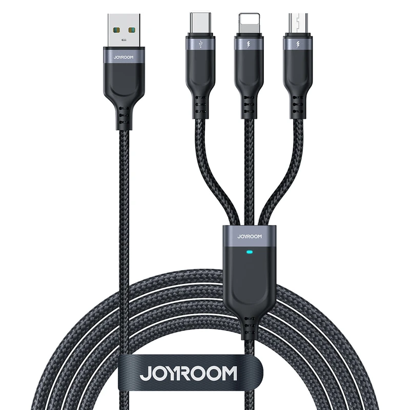 کابل تبدیل USB به لایتنینگ/USB-C/microUSB جوی روم مدل A18 3.5A طول 1.2 متر 