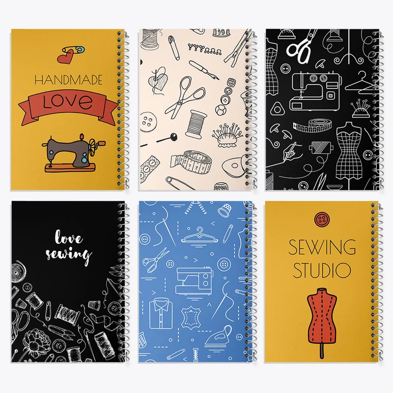 دفتر مشق 50 برگ خندالو طرح خیاطی کد 100 مجموعه 6 عددی