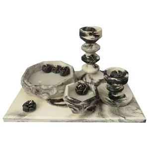 ست شمع کاسه ای و جاشمعی مدل الین کد 550 مجموعه 8 عددی