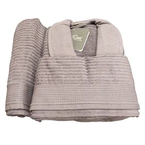 سرویس حوله پالتویی 3 تکه شکیل مدل Cotton V5