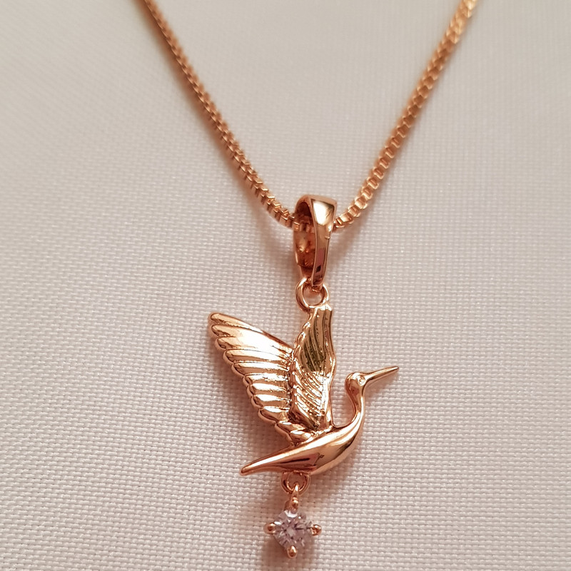 گردنبند زنانه ژوپینگ مدل لک لک تک نگین 14411