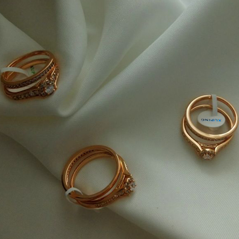 انگشتر زنانه ژوپینگ مدل حلقه و تکداش xp2273 مجموعه 2 عددی