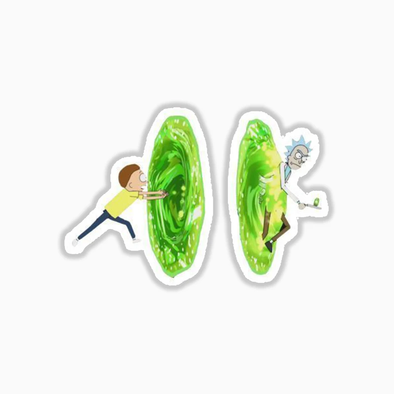 استیکر لپ تاپ و موبایل بووم طرح ریک و مورتی کد ER25  مدل portal مجموعه 2 عددی