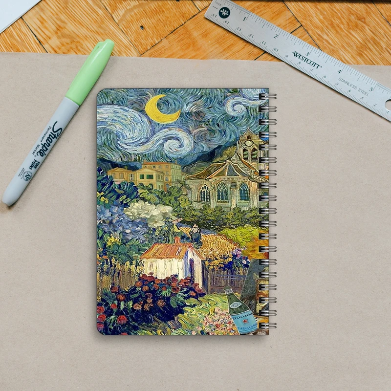 دفترچه یادداشت بامبیلیپ مدل چوبی طرح میکس اثار ونگوگ کد 3544306