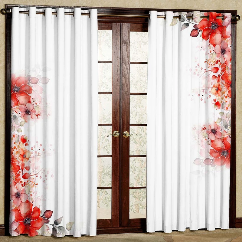 پرده طرح گل حاشیه دار مدل مخمل پانچی کد 4778 W سایز 200x140 سانتی متر