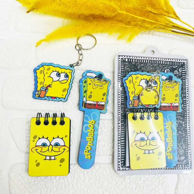 بسته لوازم تحریر مدل باب اسفنجی فانتزی مجموعه 3 عددی