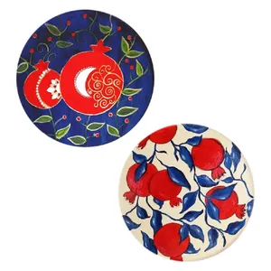 بشقاب دیوارکوب سفالی طرح انار کد 146 مجموعه 2 عددی
