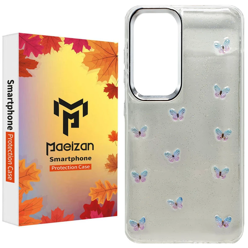 کاور پاییزان مدل پروانه شاینی طرح لاکچری مناسب برای گوشی موبایل سامسونگ Galaxy S25Ultra