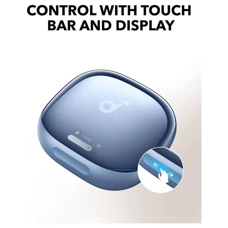 عکس شماره 4 : هدفون بلوتوثی انکر مدل liberty 4 pro دارای نویز کنسلینگ فعال (anc)، درگاه شارژ usb type-c، با قابلیت اتصال به چند دستگاه، پشتیبانی از فرمان لمسی، نمایشگر روی صفحه محفظه شارژ، نشانگر led، مقاومت در برابر رطوبت و عرق