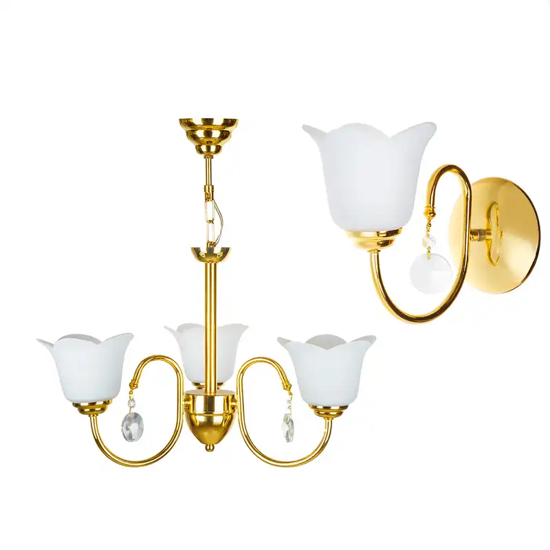 چراغ دیواری و لوستر سه شعله چشمه نور کد AB856/3+1-O-Pro