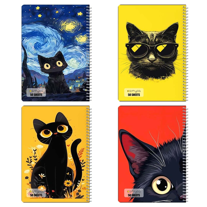 دفتر نقاشي 50 برگ کارنيکا طرح گربه Cat کد 38918 مجموعه 4 عددی