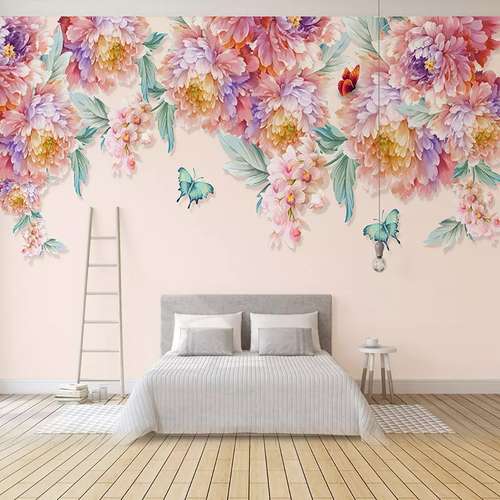 پوستر دیواری سه بعدی مدل آویز گل رنگی کد DVRF1315