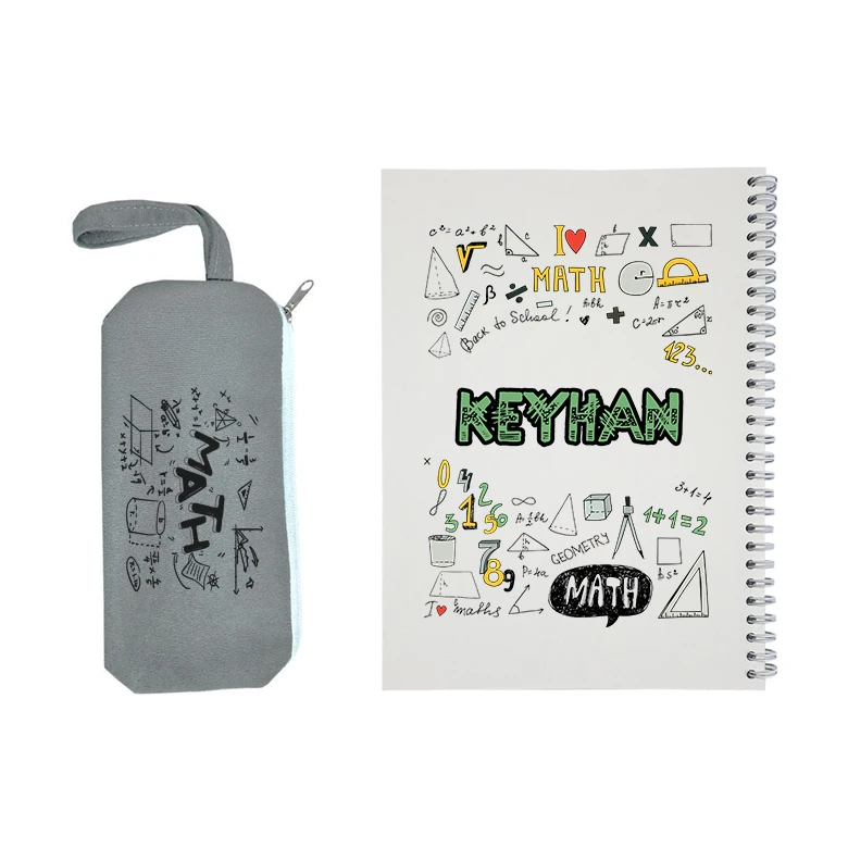 دفتر مشق 50 برگ طرح ریاضی مدل کیهان به همراه جامدادی