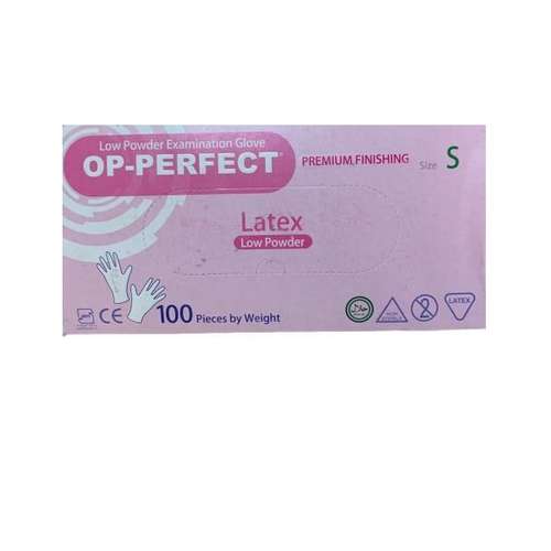 دستکش لاتکس اپی پرفکت مدل کم پودر سایز کوچک بسته 100 عددی