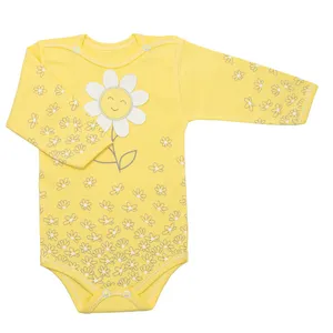 بادی آستین بلند نوزادی دخترانه مدل آفتابگردان