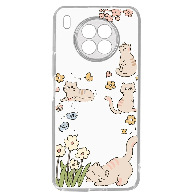  گارد مدل Cat & Flower مناسب برای گوشی موبایل هوآوی Nova 8i