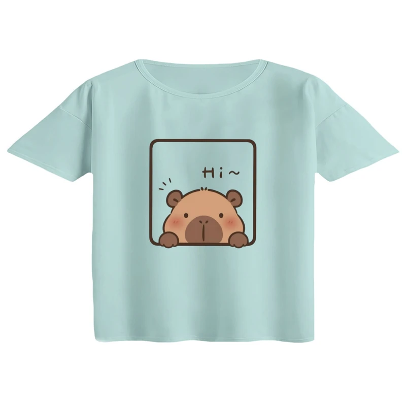 کراپ تی‌شرت آستین کوتاه زنانه مدل سلام