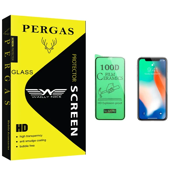 محافظ صفحه نمایش سرامیکی وایلی نایس مدل Pergas Glass مناسب برای گوشی موبایل اپل iPhone X