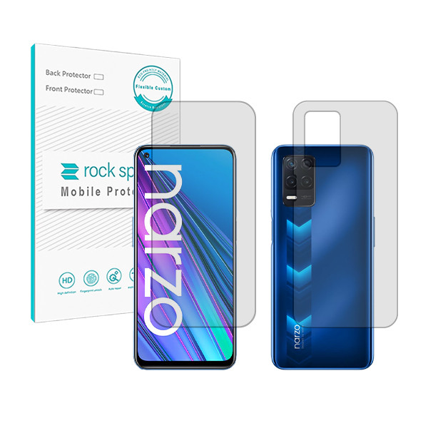 محافظ صفحه نمایش شفاف راک اسپیس مدل HyGEL مناسب برای گوشی موبایل ریلمی Narzo30 5G به همراه محافظ پشت گوشی