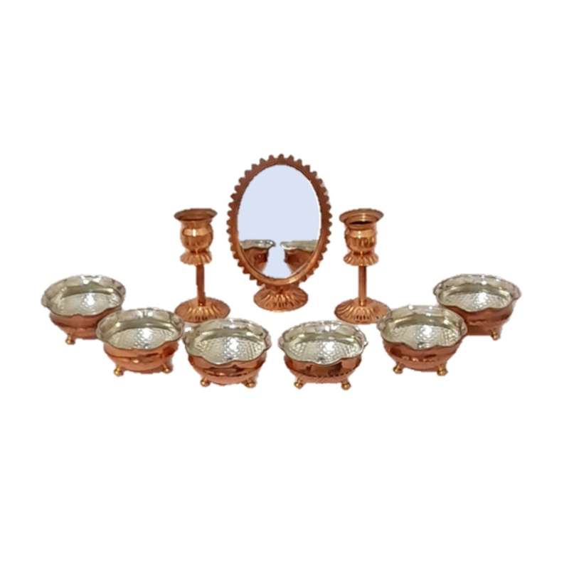 ست 9 تکه هفت سین مسی طرح سه پایه برنجی کد HS3BA1-9