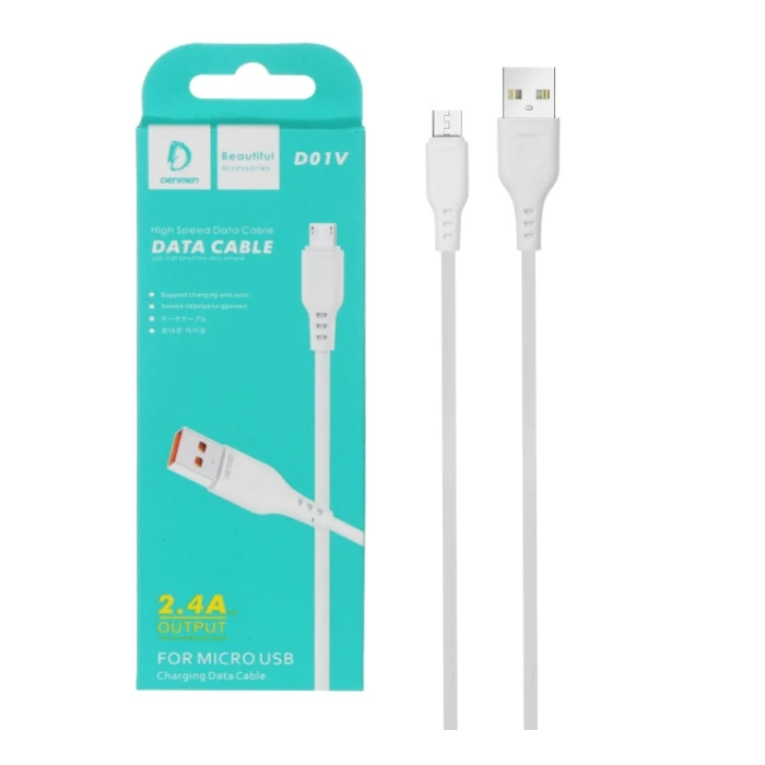 کابل تبدیل USB به microUSB دنمن مدل D01V طول 1 متر بسته دو عددی