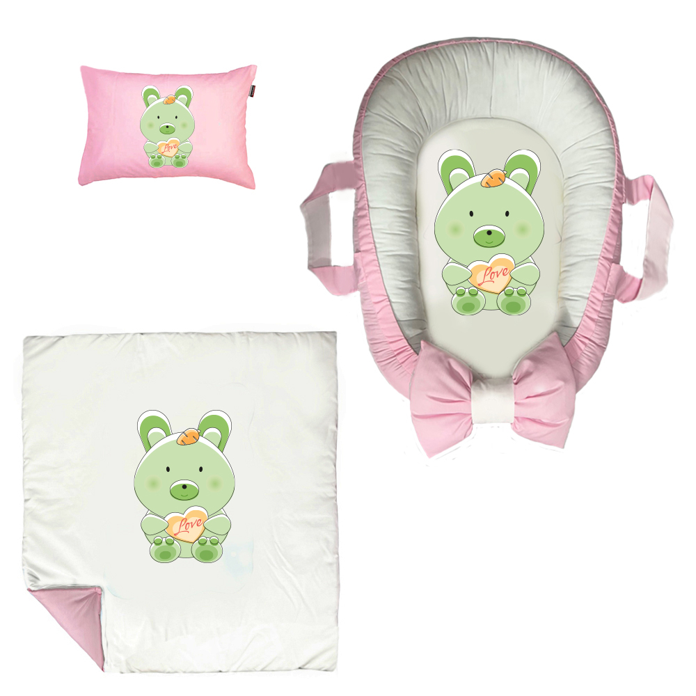 سرویس خواب سه تکه نوزاد مدل گارد محافظ دار طرح فانتزی پاندا کد 0039