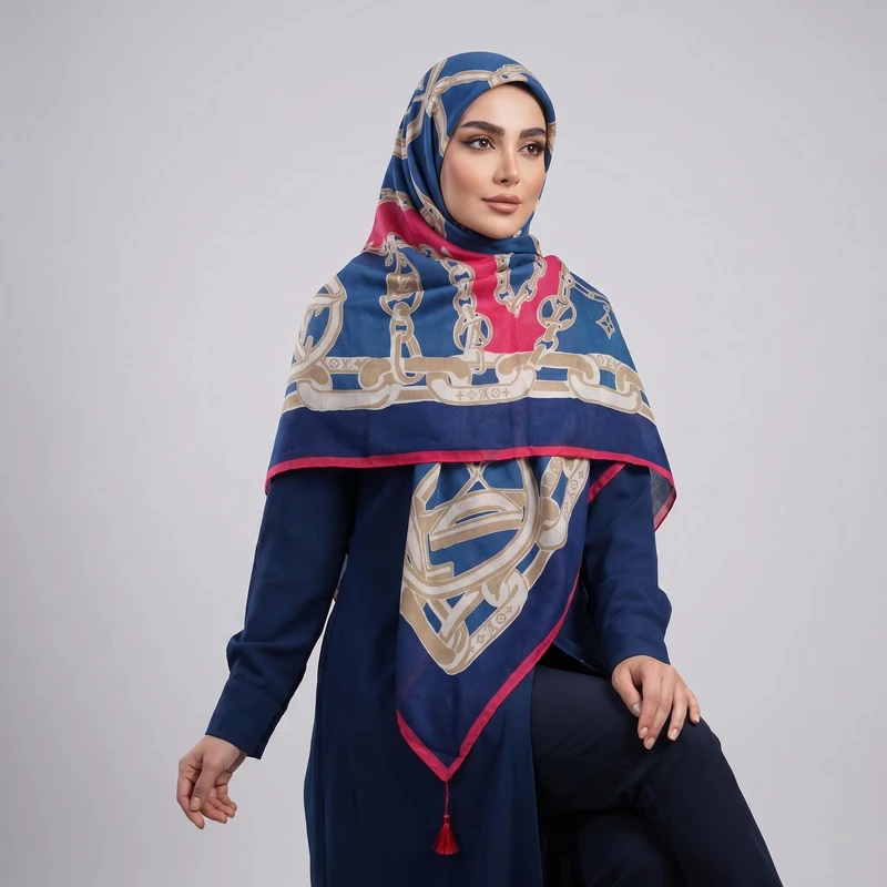 روسری زنانه مدل نخ پنبه پاییزه منگوله دار کد SIA2