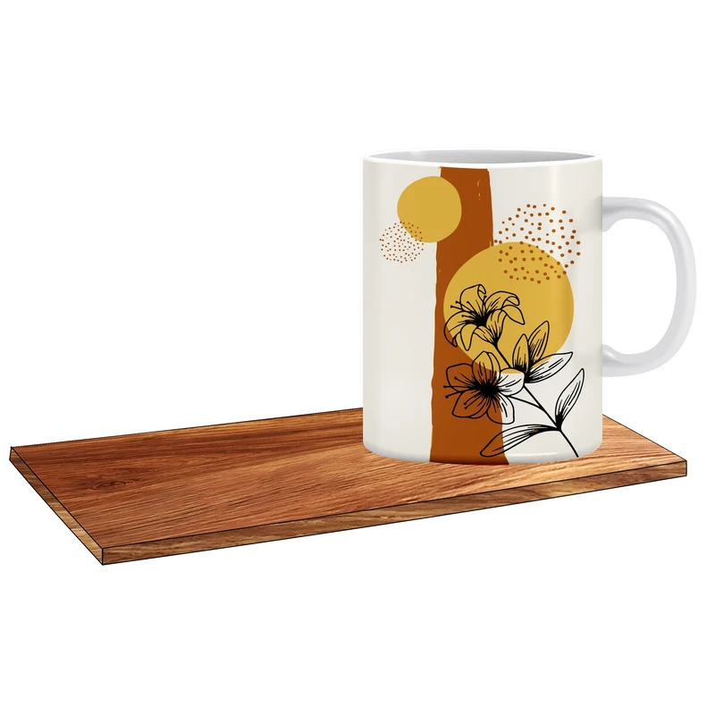 ماگ ال ایکس پی طرح گل مینیمال کد 210 به همراه زیر لیوانی