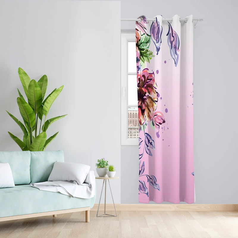 پرده طرح گل مدل مخمل پانچی کد L 1025L Z سایز 140x200 سانتی متر