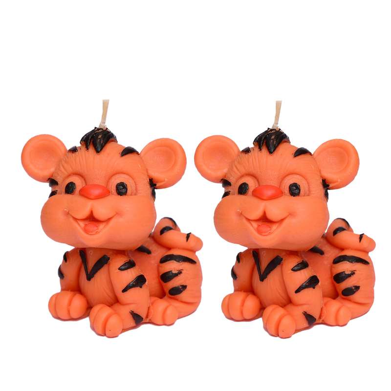 شمع دست ساز مدل ببر خندان مجموعه 2 عددی