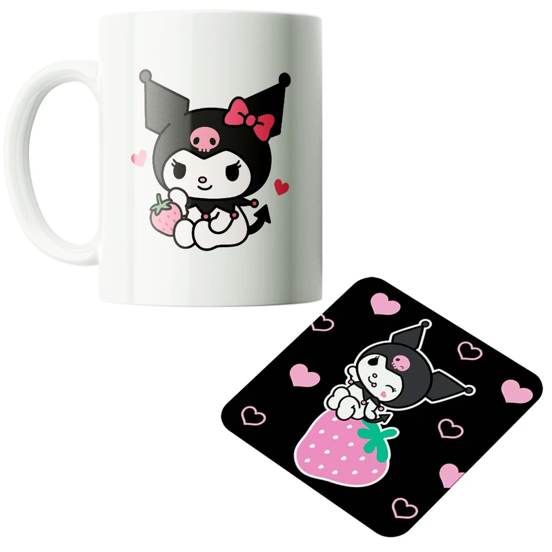 ماگ پاد آفرین مدل کارتونی سانریو کرومی مای ملودی هلوکیتی کد PZ077 به همراه زیرلیوانی