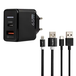 شارژر دیواری لیتو مدل LH-21 65W  به همراه کابل تبدیل لایتنینگ / USB-C