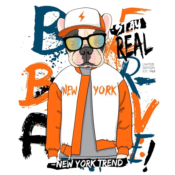 استیکر پارچه و لباس پاد آفرین طرح سگ بامزه کد 3308